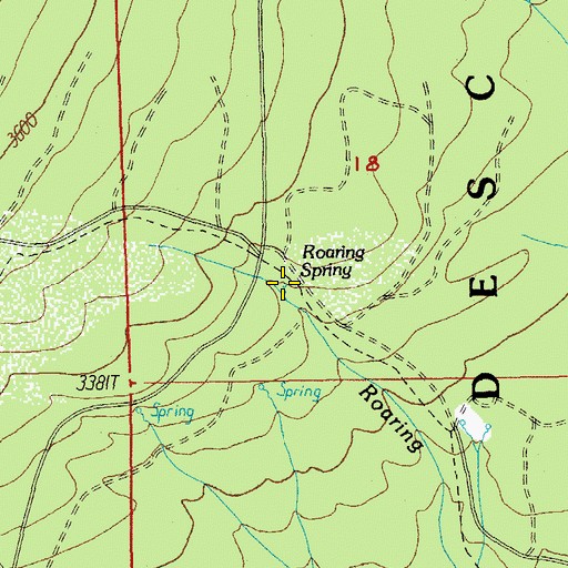 Topographic Map of Roaring Spring, OR