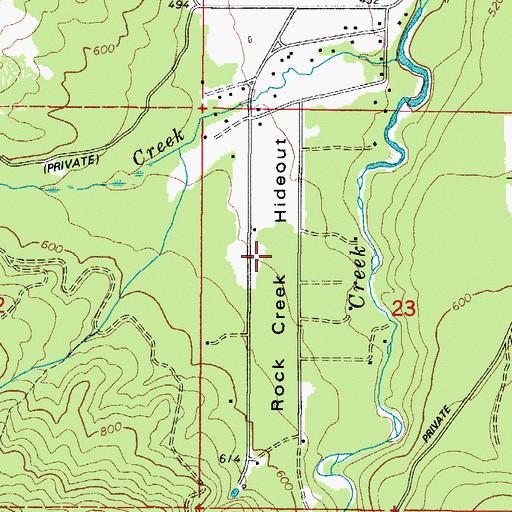 Topographic Map of Rock Creek Hideout, OR