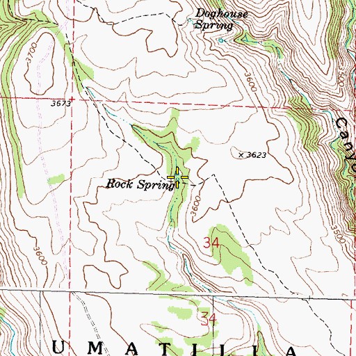 Topographic Map of Rock Spring, OR