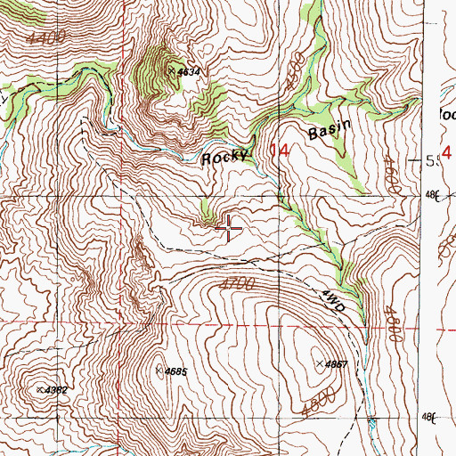 Topographic Map of Rocky Basin, OR