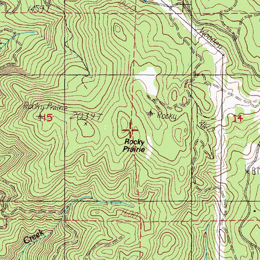 Topographic Map of Rocky Prairie, OR