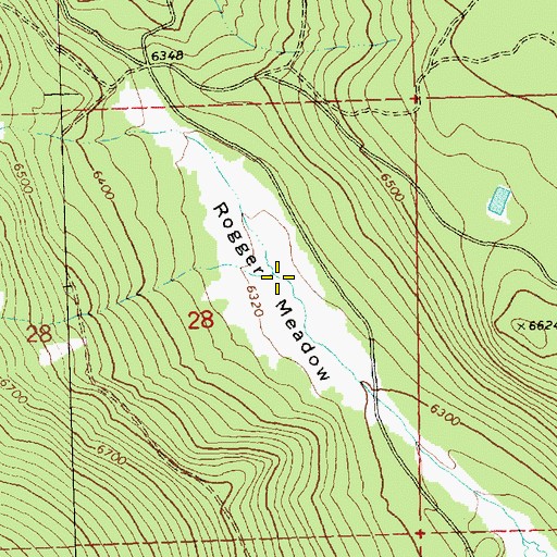 Topographic Map of Rogger Meadow, OR