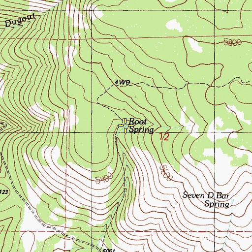Topographic Map of Root Spring, OR