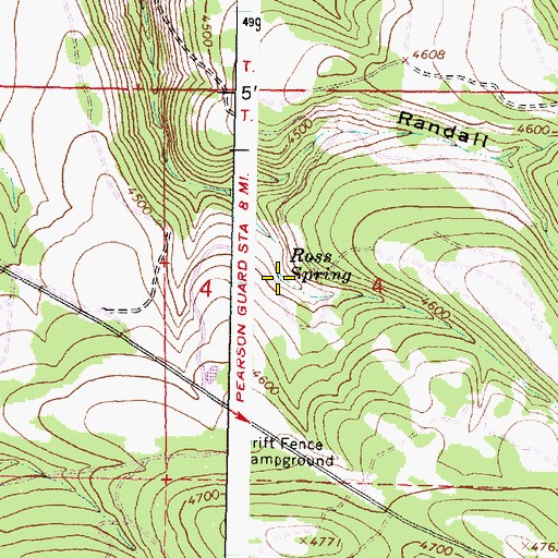 Topographic Map of Ross Spring, OR