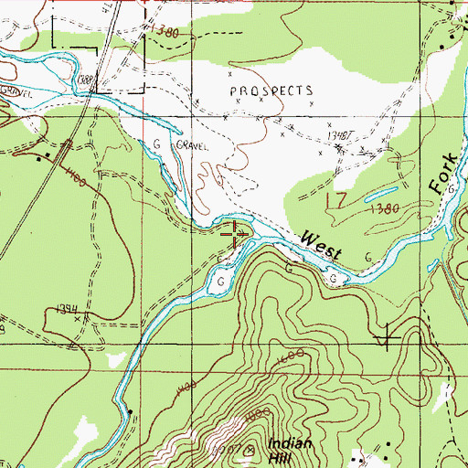 Topographic Map of Rough and Ready Creek, OR