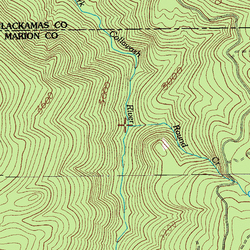 Topographic Map of Round Creek, OR