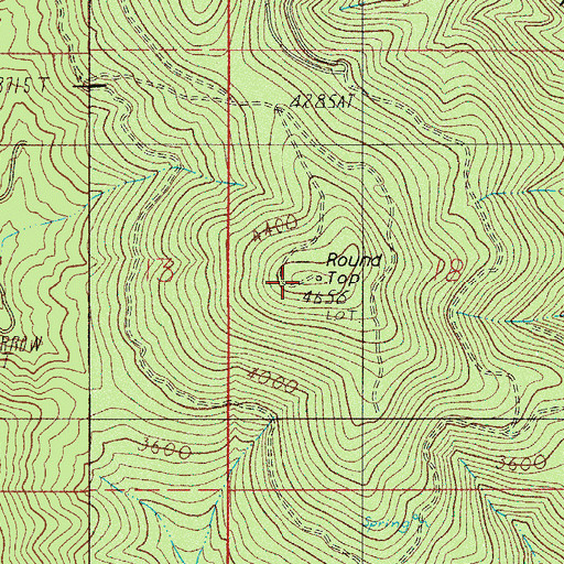 Topographic Map of Round Top, OR