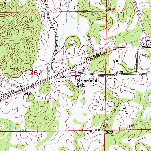 Topographic Map of Briarfield School, AL