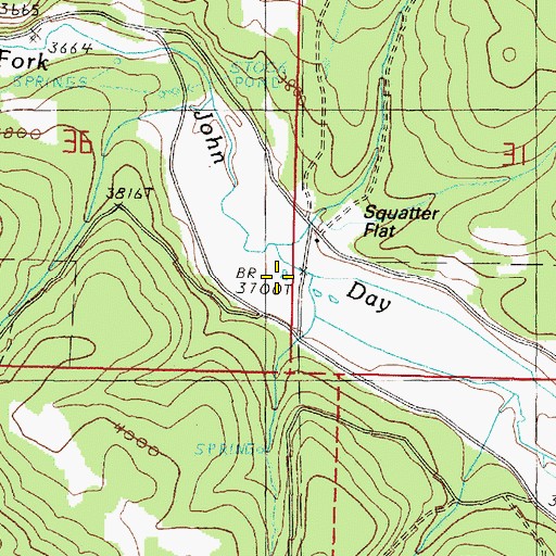 Topographic Map of Ruby Creek, OR