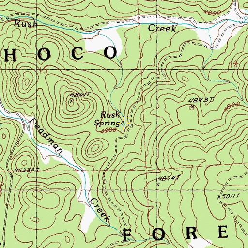 Topographic Map of Rush Spring, OR