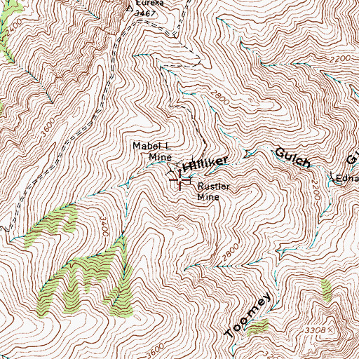 Topographic Map of Rustler Mine, OR