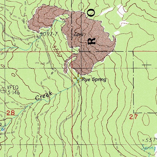 Topographic Map of Rye Spring, OR