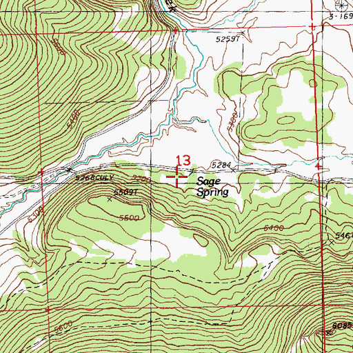 Topographic Map of Sage Spring, OR