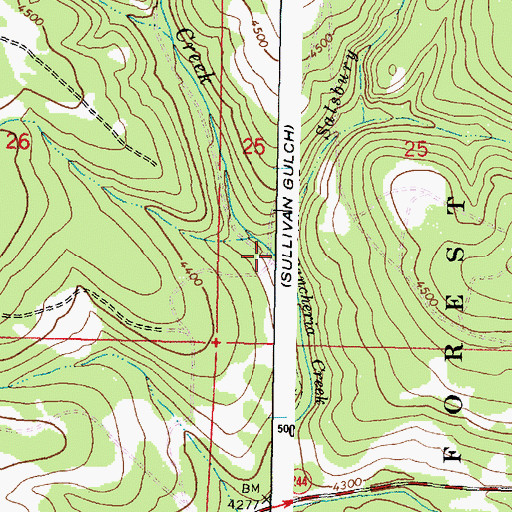 Topographic Map of Salsbury Creek, OR