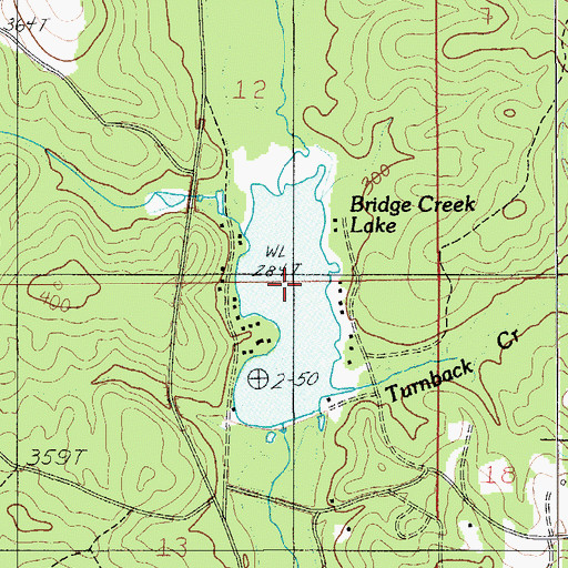 Topographic Map of Bridge Creek Lake, AL
