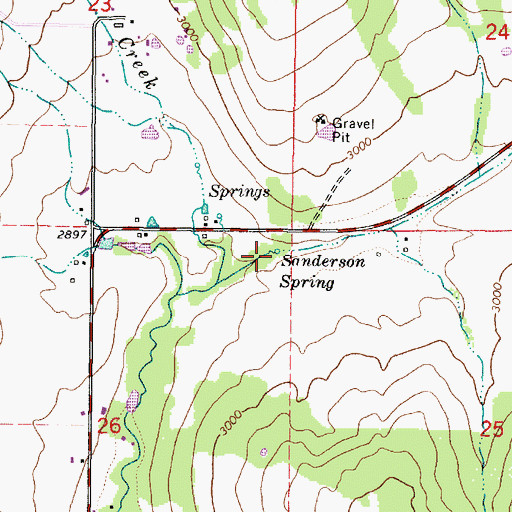Topographic Map of Sanderson Spring, OR