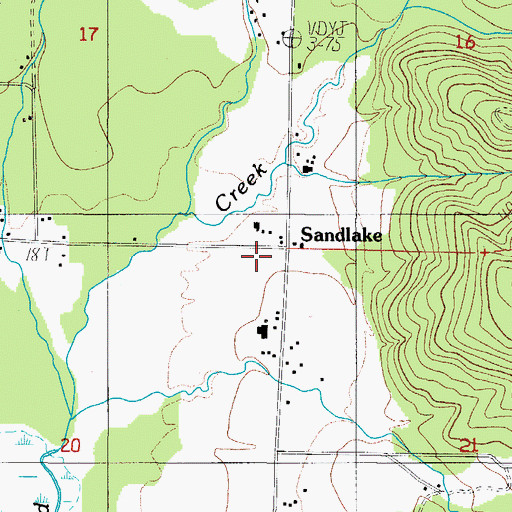 Topographic Map of Sandlake, OR