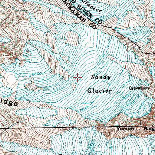 Topographic Map of Sandy Glacier, OR