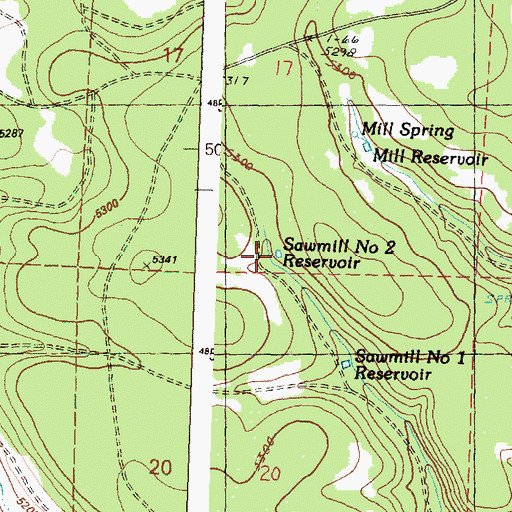 Topographic Map of Sawmill Number Two Reservoir, OR
