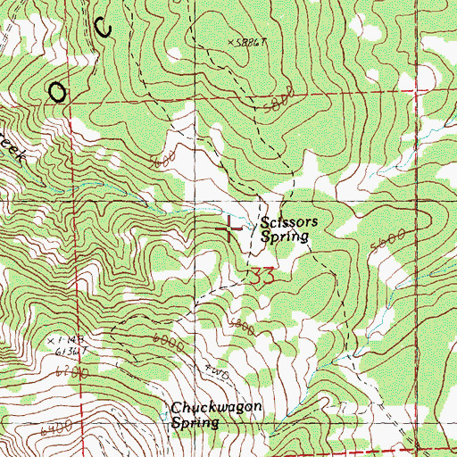 Topographic Map of Scissors Spring, OR