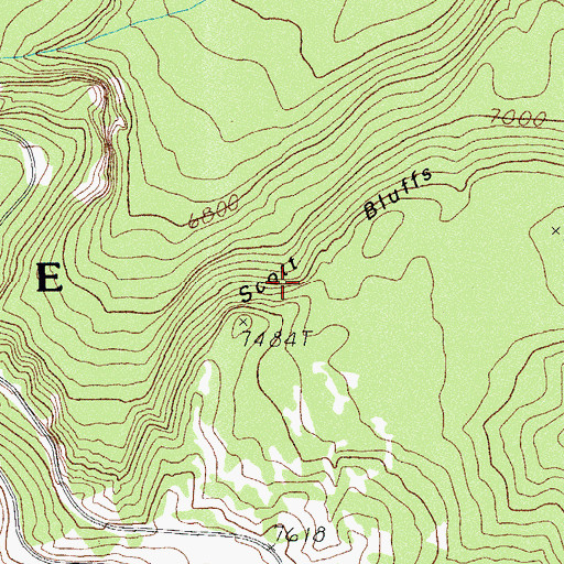 Topographic Map of Scott Bluffs, OR