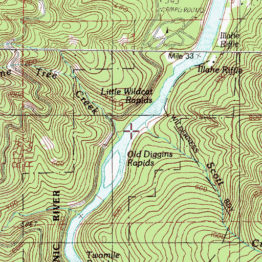 Topographic Map of Scott Creek, OR