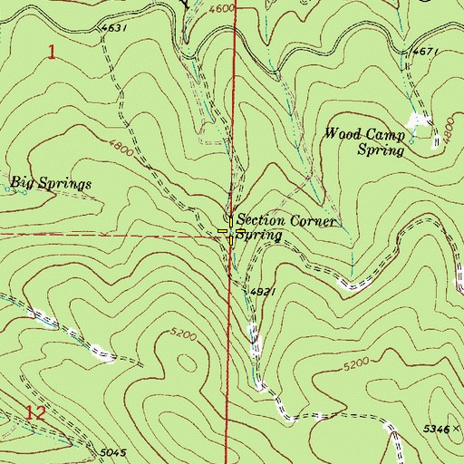 Topographic Map of Section Corner Spring, OR