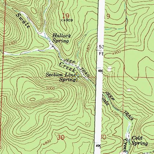 Topographic Map of Section Line Spring, OR
