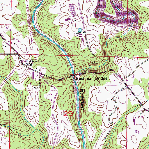 Topographic Map of Brindley Creek, AL