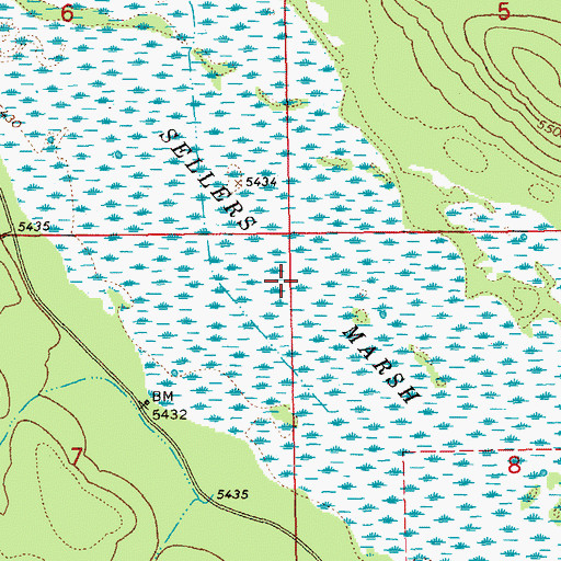 Topographic Map of Sellers Marsh, OR