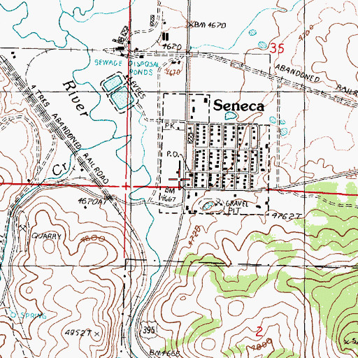 Topographic Map of Seneca, OR