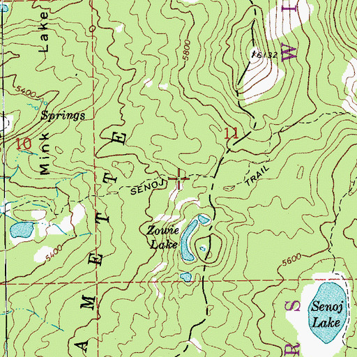 Topographic Map of Senoj Trail, OR
