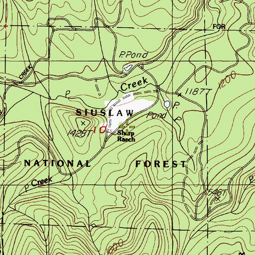 Topographic Map of Sharp Ranch, OR