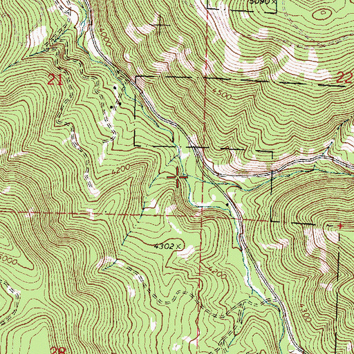 Topographic Map of Shaw Creek, OR