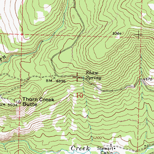 Topographic Map of Shaw Spring, OR