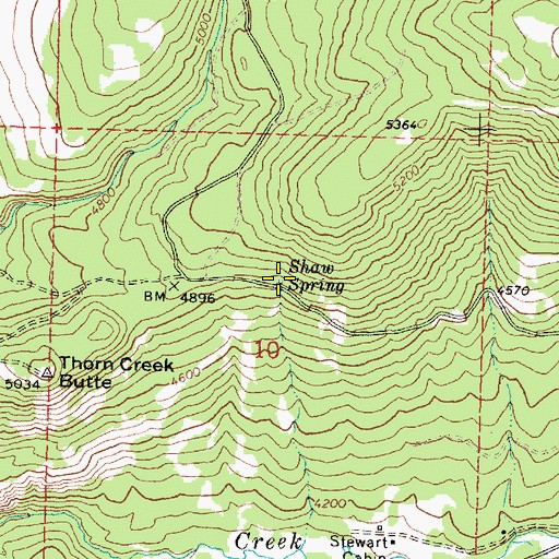 Topographic Map of Shaw Spring, OR