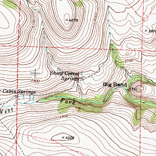 Topographic Map of Sheep Corral Springs, OR