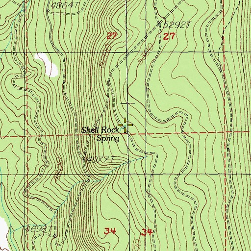 Topographic Map of Shell Rock Spring, OR