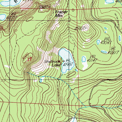 Topographic Map of Shellrock Lake, OR
