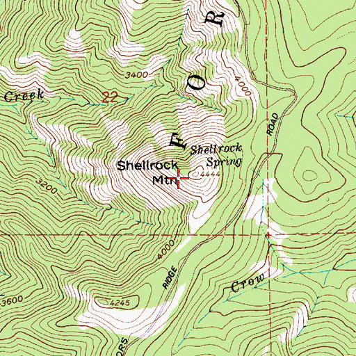 Topographic Map of Shellrock Mountain, OR