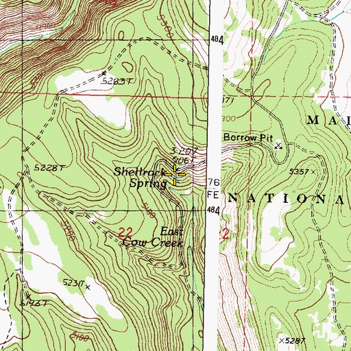 Topographic Map of Shellrock Spring, OR