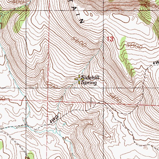 Topographic Map of Sidehill Spring, OR