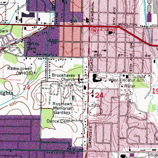 Topographic Map of Brookhaven Baptist Church, AL