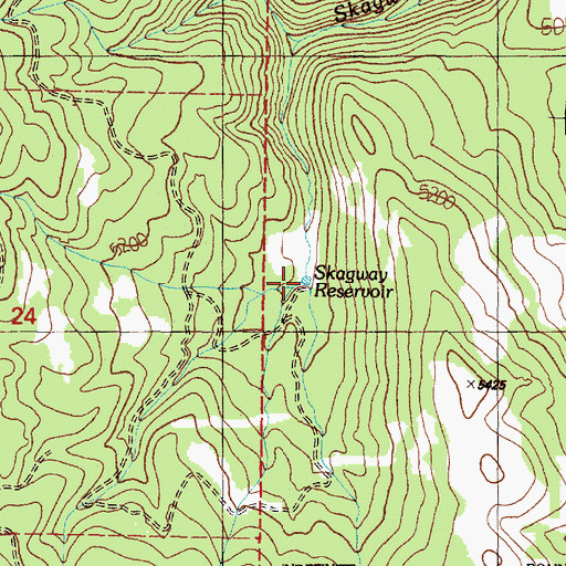 Topographic Map of Skagway Reservoir, OR