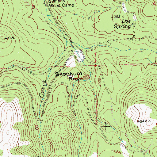 Topographic Map of Skookum Rock, OR