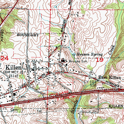 Topographic Map of Brooks School, AL