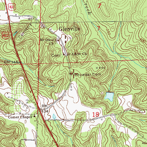 Topographic Map of Browder Cemetery, AL
