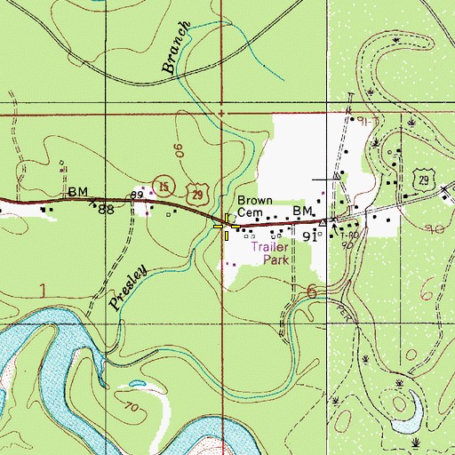 Topographic Map of Brown Cemetery, AL