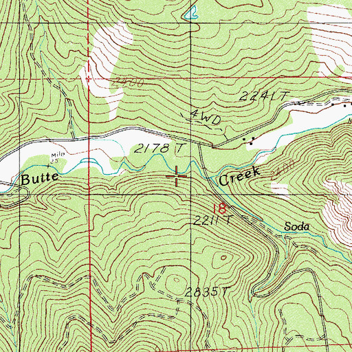 Topographic Map of Soda Creek, OR