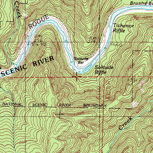 Topographic Map of Solitude Bar, OR